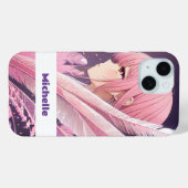可愛パーソナライズされたいピンクのアニメ女子iPhoneケース Case-Mate iPhoneケース (裏面 (横))