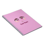 可愛パーソナライズされたいピンクのアニメ ノートブック (右側)