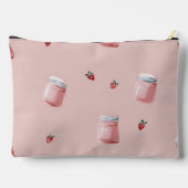 可愛パーソナライズされたいピンクのイチゴの瓶パターン アクセサリーポーチ (裏面)