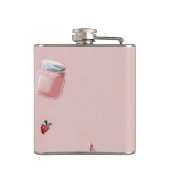 可愛パーソナライズされたいピンクのイチゴの瓶パターン フラスク (裏面)