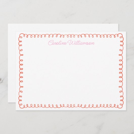 可愛パーソナライズされたいピンクのオレンジの縁ど角おもしろい サンキューカード (正面/裏面)