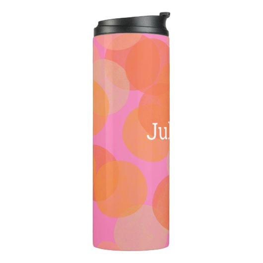 可愛パーソナライズされたいピンクのオレンジ色の幾何学的な水色 タンブラー (回転左)