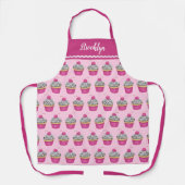可愛パーソナライズされたいピンクのカップケーキパターン エプロン (正面)