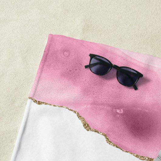 可愛パーソナライズされたいピンクのキッズユニコーン ビーチタオル (インサイチュ)