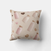 可愛パーソナライズされたいピンクのクッキーとストロベリーミルク クッション (裏面)