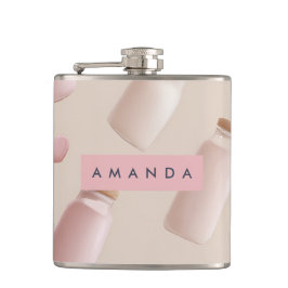 可愛パーソナライズされたいピンクのクッキーとストロベリーミルク フラスク