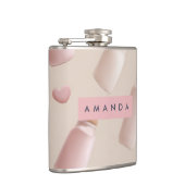 可愛パーソナライズされたいピンクのクッキーとストロベリーミルク フラスク (右)