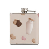 可愛パーソナライズされたいピンクのクッキーとストロベリーミルク フラスク (裏面)