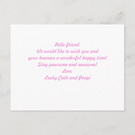 可愛パーソナライズされたいピンクのハート写真Plushemail ポストカード (裏面)