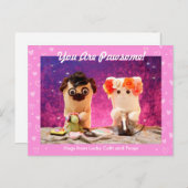 可愛パーソナライズされたいピンクのハート写真Plushemail ポストカード (正面/裏面)