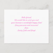 可愛パーソナライズされたいピンクのハート写真Plushemail ポストカード (裏面)