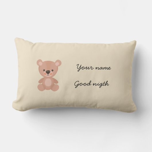 可愛パーソナライズされたいピンクの人形 ランバークッション (正面)