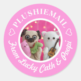 可愛パーソナライズされたいピンクの写真メモダンール ラウンドシール