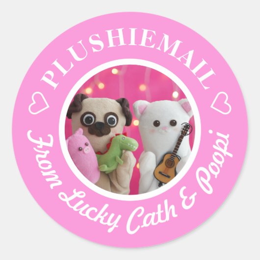 可愛パーソナライズされたいピンクの写真メモダンール ラウンドシール (正面)