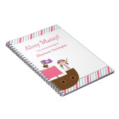 可愛パーソナライズされたいピンクの女の子の海賊手帳 ノートブック (右側)