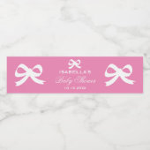 可愛パーソナライズされたいピンクの弓結び赤ちゃんシャワーパーティー ペットボトルラベル (シングルラベル)