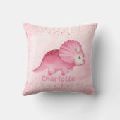 可愛パーソナライズされたいピンクの恐竜 クッション (裏面)