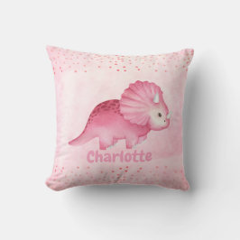 可愛パーソナライズされたいピンクの恐竜 クッション