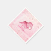 可愛パーソナライズされたいピンクの恐竜 スタンダードカクテルナプキン (角)