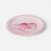 可愛パーソナライズされたいピンクの恐竜 ペーパープレート (アングル)