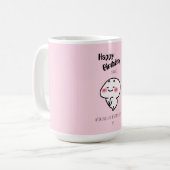可愛パーソナライズされたいピンクの誕生日マグ コーヒーマグカップ (正面左)