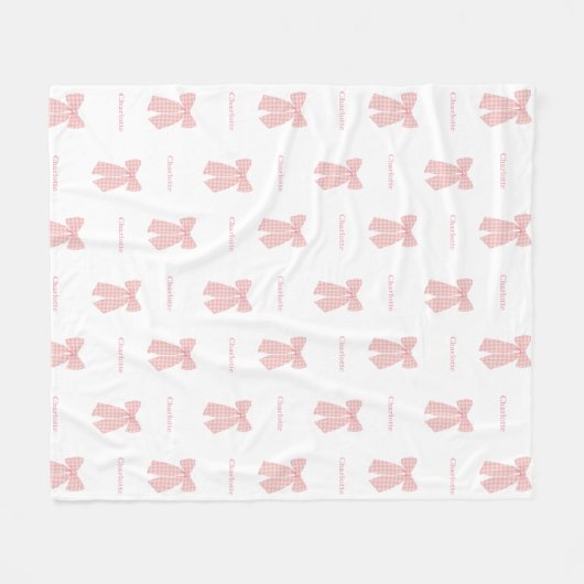 可愛パーソナライズされたいピンクの髪のガーリー弓 フリースブランケット (正面(横))