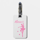 可愛パーソナライズされたいピンクキッズバレリーナ荷物タグ ラゲッジタグ (裏面縦)