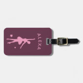 可愛パーソナライズされたいピンクキッズバレリーナ荷物タグ ラゲッジタグ (正面横)