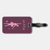 可愛パーソナライズされたいピンクキッズバレリーナ荷物タグ ラゲッジタグ (裏面横)