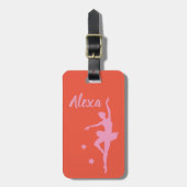 可愛パーソナライズされたいピンクキッズバレリーナ荷物タグ ラゲッジタグ (正面縦)