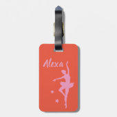 可愛パーソナライズされたいピンクキッズバレリーナ荷物タグ ラゲッジタグ (裏面縦)