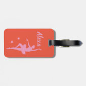 可愛パーソナライズされたいピンクキッズバレリーナ荷物タグ ラゲッジタグ (裏面横)