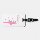 可愛パーソナライズされたいピンクキッズバレリーナ荷物タグ ラゲッジタグ (正面横)