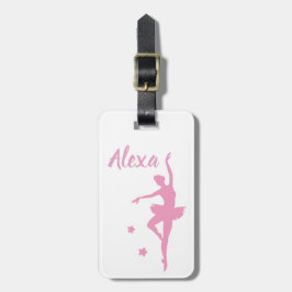 可愛パーソナライズされたいピンクキッズバレリーナ荷物タグ ラゲッジタグ