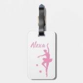 可愛パーソナライズされたいピンクキッズバレリーナ荷物タグ ラゲッジタグ (裏面縦)