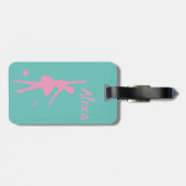 可愛パーソナライズされたいピンクキッズバレリーナ荷物タグ ラゲッジタグ (裏面横)