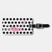 可愛パーソナライズされたいピンクキッズバレリーナ荷物タグ ラゲッジタグ (正面横)