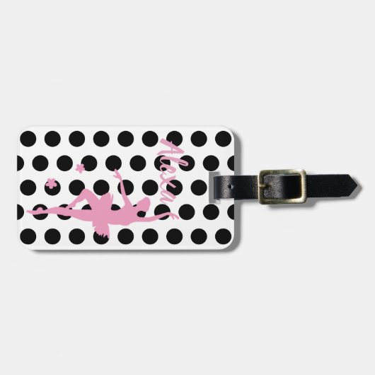 可愛パーソナライズされたいピンクキッズバレリーナ荷物タグ ラゲッジタグ (正面横)