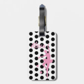 可愛パーソナライズされたいピンクキッズバレリーナ荷物タグ ラゲッジタグ (裏面縦)