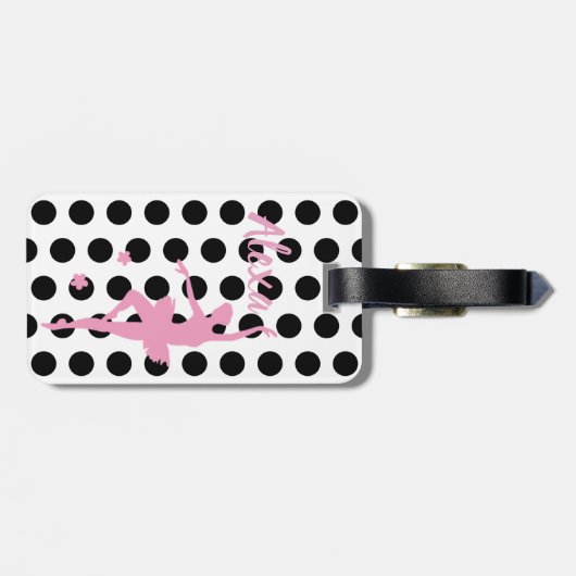 可愛パーソナライズされたいピンクキッズバレリーナ荷物タグ ラゲッジタグ (裏面横)