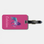 可愛パーソナライズされたいピンクキッズユニコーン荷物タグ ラゲッジタグ (裏面横)