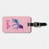可愛パーソナライズされたいピンクキッズユニコーン荷物タグ ラゲッジタグ (正面横)