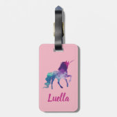 可愛パーソナライズされたいピンクキッズユニコーン荷物タグ ラゲッジタグ (裏面縦)