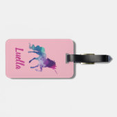 可愛パーソナライズされたいピンクキッズユニコーン荷物タグ ラゲッジタグ (裏面横)
