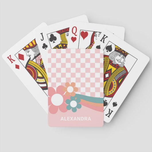 可愛パーソナライズされたいピンクトランプ トランプ (裏面)