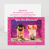 可愛パーソナライズされたいピンクハート写真モダン ポストカード (正面/裏面)