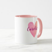 可愛パーソナライズされたいピンクハート マグカップ (正面右)