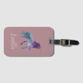 可愛パーソナライズされたいピンクユニコーン荷物タグ ラゲッジタグ (正面横)