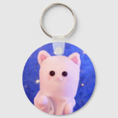 可愛パーソナライズされたいピンク色のブループリントのパワーフォト キーホルダー (裏面)