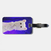 可愛パーソナライズされたいピンク色のブループリントのパワーフォト ラゲッジタグ (裏面横)